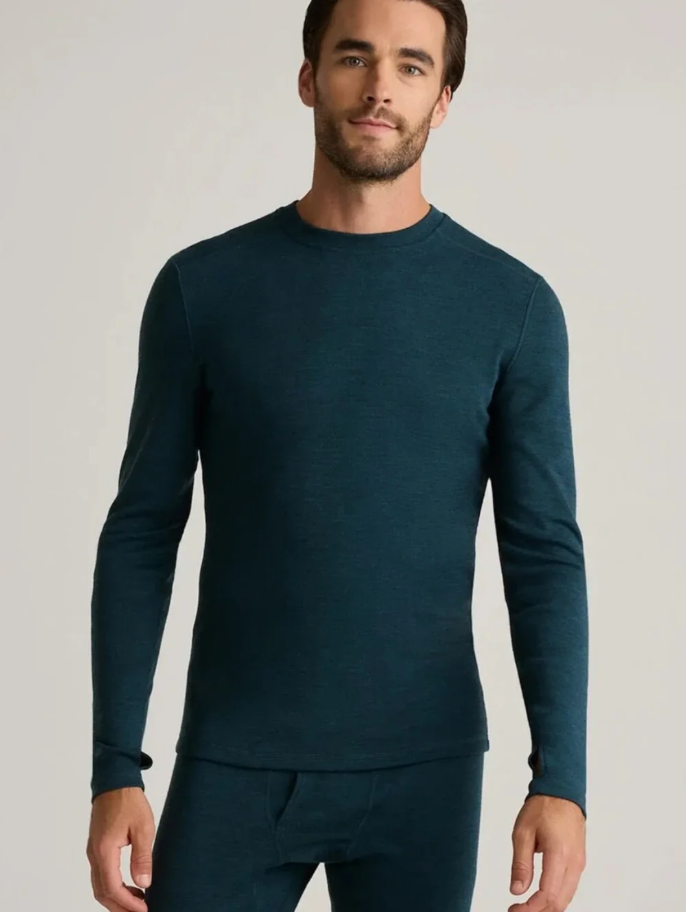 Quince Men's Merino Wool Long Sleeve Base Layer Tee XL T-Shirt Teal Green